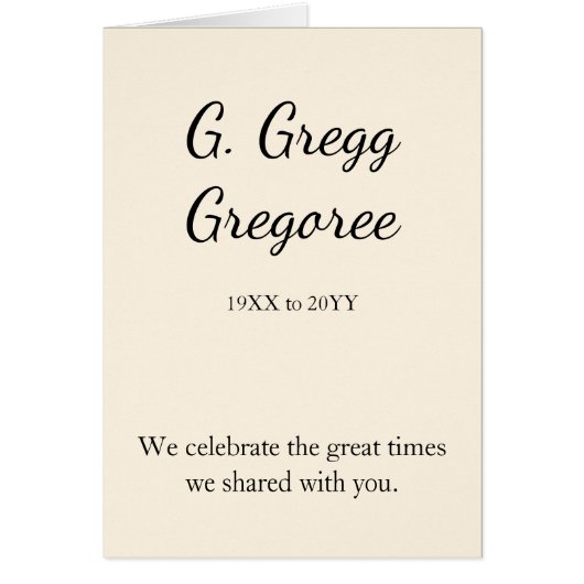 Conservatieve en gewone Kaart van de begrafenis (Voorkant)