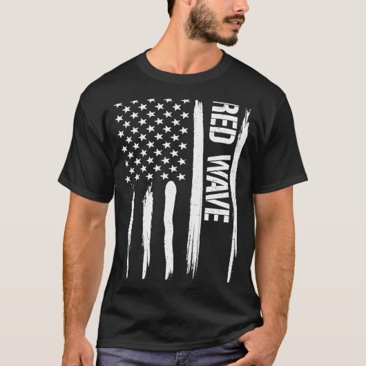 Conservatieve Red Wave American Flag Gezegden T-shirt (Voorkant)
