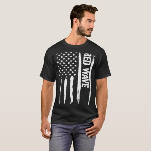 Conservatieve Red Wave American Flag Gezegden T-shirt (Voorkant volledig)