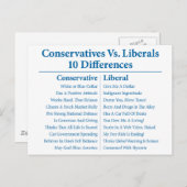 Conservatieven Vs. Liberalen 10 Verschillen Briefkaart (Voorkant / Achterkant)