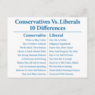 Conservatieven Vs. Liberalen 10 Verschillen Briefkaart