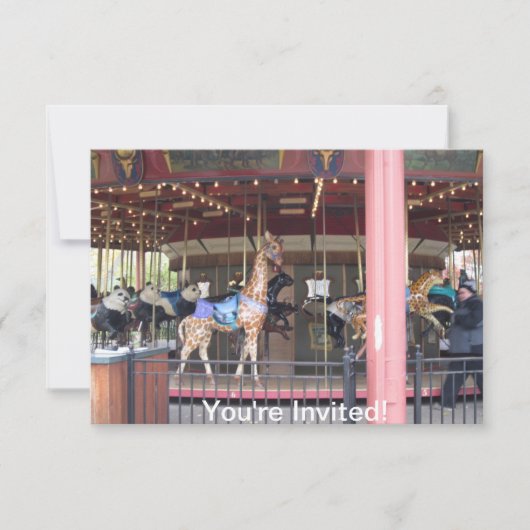 Conservation Carousel Childs Birthday Invitation Kaart (Voorkant)