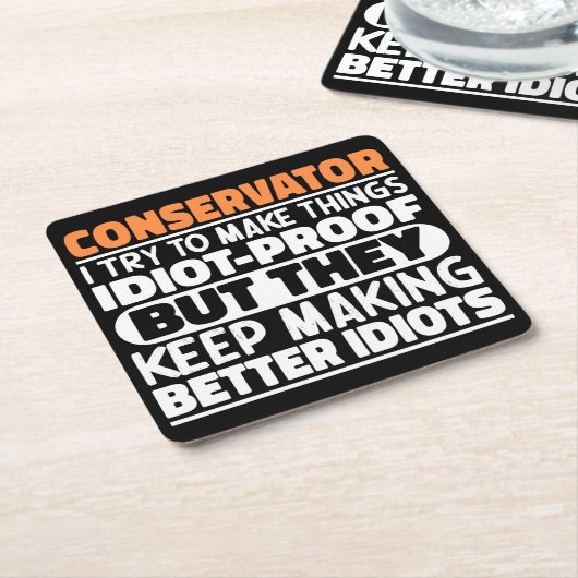 Conservator Ik probeer het grappig te maken Gezegd Kartonnen Onderzetters (Schuin)