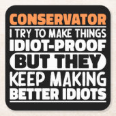 Conservator Ik probeer het grappig te maken Gezegd Kartonnen Onderzetters (Voorkant)