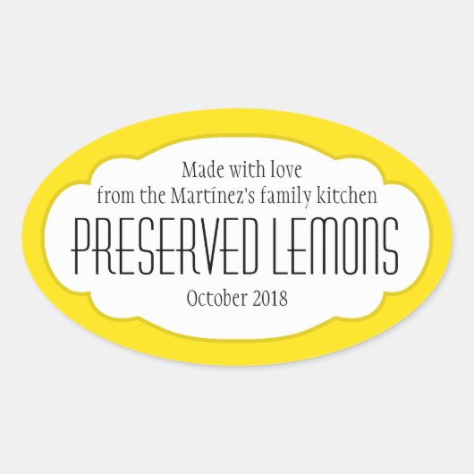 Conserven citroenen ovaal voedsellabel sticker (Voorkant)
