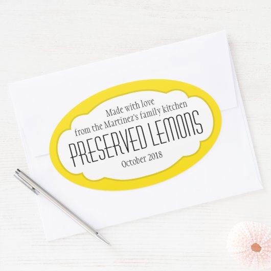 Conserven citroenen ovaal voedsellabel sticker (Envelop)