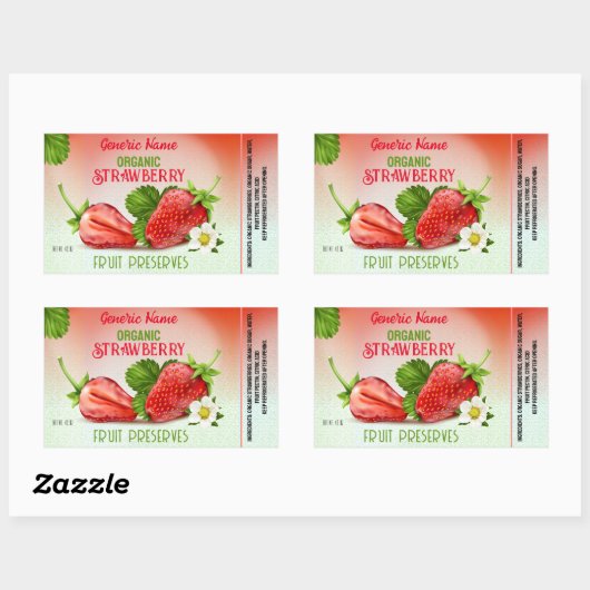 Conservering van aardbeien rechthoekige sticker (Vel)