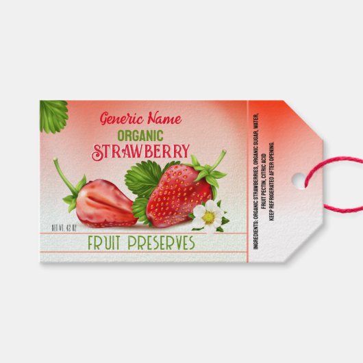 Conservering van aardbeienfruit cadeaulabel (Voorkant (Horizontaal))