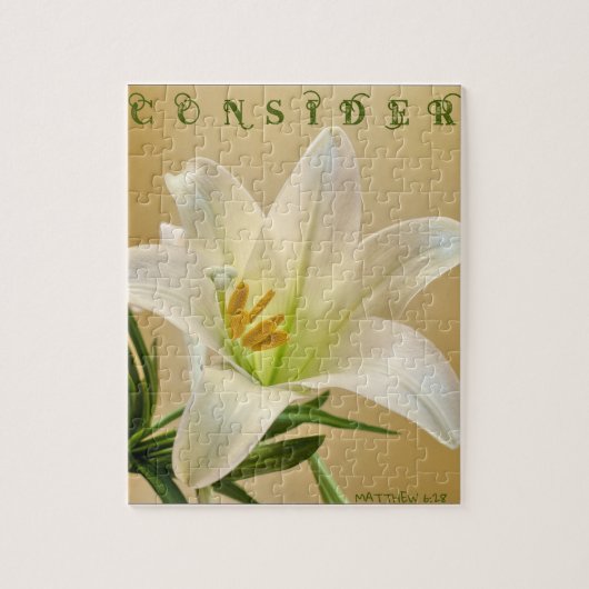 CONSIDER Matthew 6:28 I Jigzaag Puzzle Legpuzzel (Verticaal)