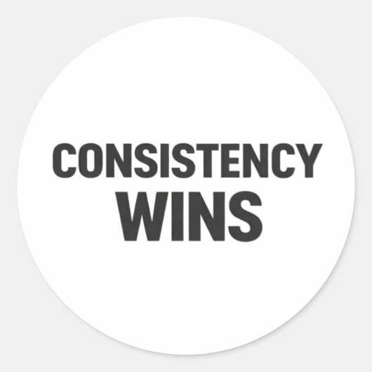 Consistency Wins – Minimal Motivation Sticker (Voorkant)