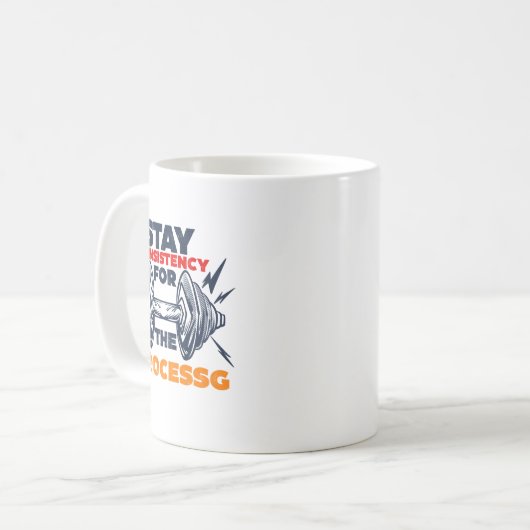 Consistent Exercise Gym Motivation Typography with Koffiemok (Voorkant links)