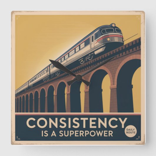 Consistent zijn is een superkracht vierkante klok (Voorkant)