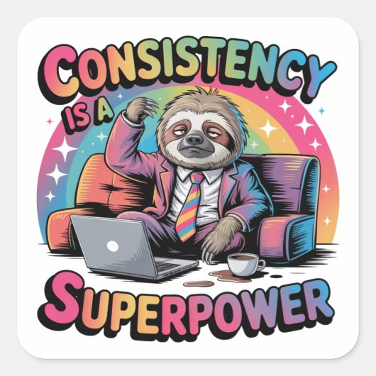 Consistent zijn is een superkracht vierkante sticker (Voorkant)