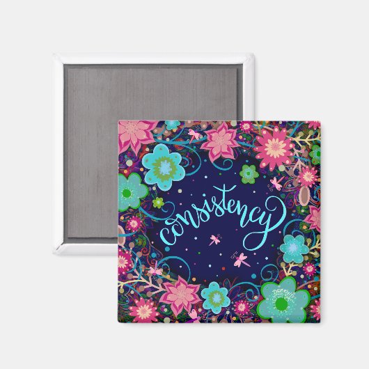 Consistentie Leuk Blauw Bloemen Moderne Inspirivit Magneet (Voorkant / Achterkant)