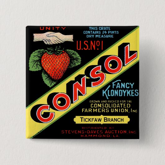 Consol Fancy Klondykes aardbeien Vierkante Button 5,1 Cm (Voorkant)