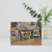 Console-tafel en twee armstoelen, 1745 briefkaart (Staand voorkant)