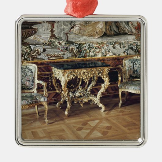 Console-tafel en twee armstoelen, 1745 metalen ornament (Voorkant)