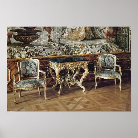 Console-tafel en twee armstoelen, 1745 poster (Voorkant)
