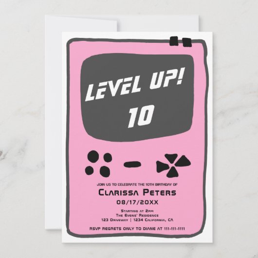 Console voor videogames stijgt naar 10 kind verjaa kaart (Voorkant)