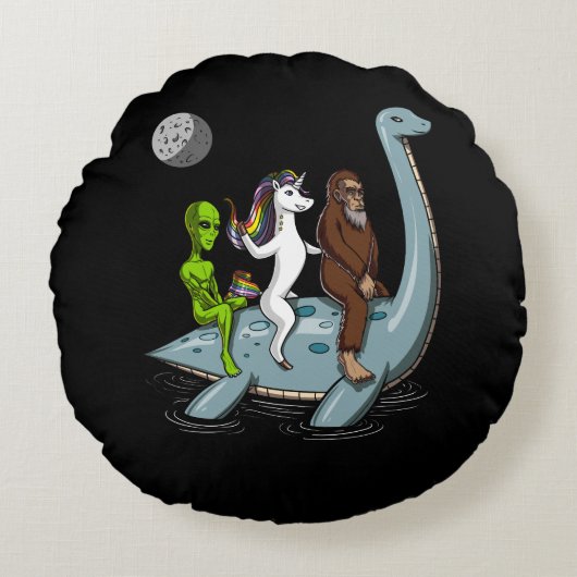 Conspiracy Bigfoot Loch Ness Monster Water Ski Rond Kussen (Voorkant)