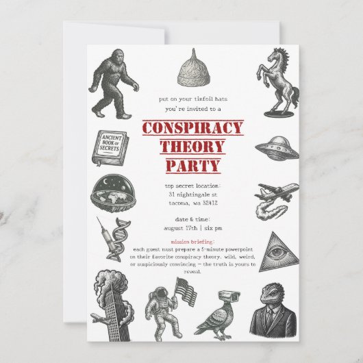 Conspiracy Theory Presentation Party Uitnodiging (Voorkant)