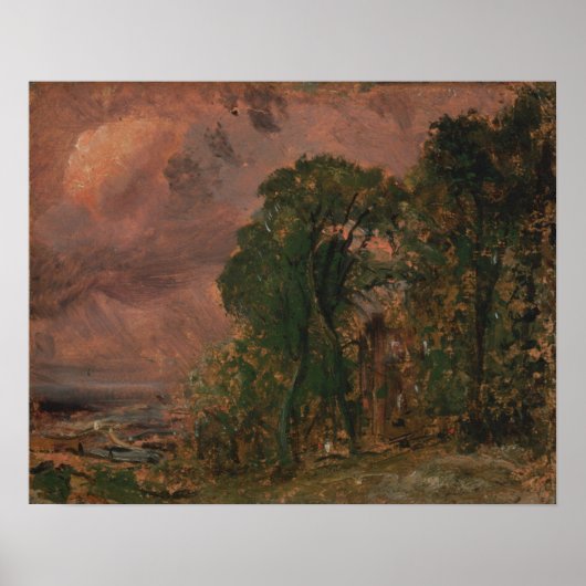 Constable - Een uitzicht op Hampstead stormachtig Poster (Voorkant)