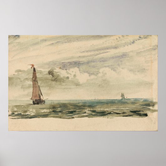 Constable - Een zeegezicht met twee zeilboten Poster (Voorkant)