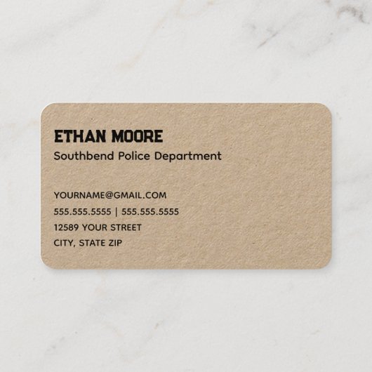 Constable Police Premium Kraft Visitekaartje (Achterkant)
