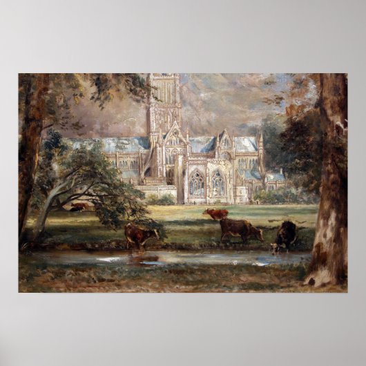 Constable - Salisbury Cathedraal Uitzicht Poster (Voorkant)