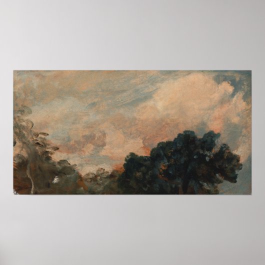 Constable - Wolkenstudie met bomen Poster (Voorkant)