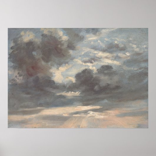 Constable - Wolkenstudie Stormachtige zonsondergan Poster (Voorkant)