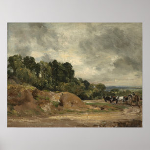 Constable - Zandbanken en een kar en paarden op Ha Poster