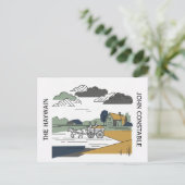 Constable's Haywain Lijn Kunst Illustratie Briefkaart (Staand voorkant)