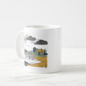 Constable's Haywain Lijn Kunst Illustratie Koffiemok (Voorkant links)