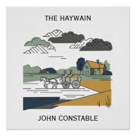 Constable's Haywain Lijn Kunst Illustratie Perfect Poster