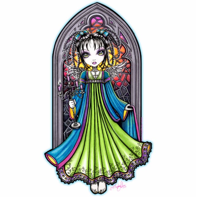 Constance Glas in lood Angel Photo Sculpture Staand Fotobeeldje (Voorkant)