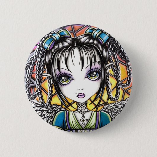 Constance Rainbow Angel Ronde Button 5,7 Cm (Voorkant)