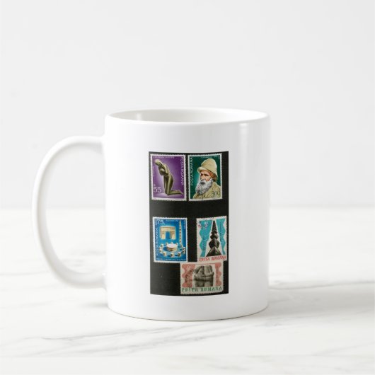 Constantin Brancusi-kunst op postzegels Koffiemok (Links)