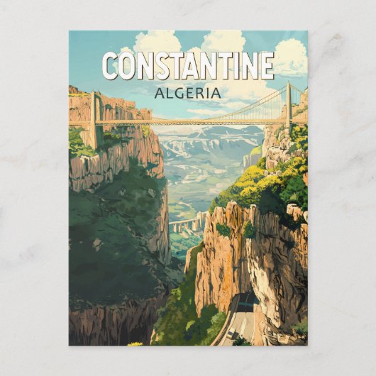 Constantine Algeria Travel Art Vintage Briefkaart (Voorkant)