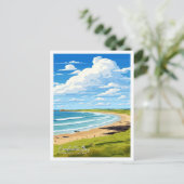 Constantine Bay Cornwall Art Travel illustratie Briefkaart (Staand voorkant)