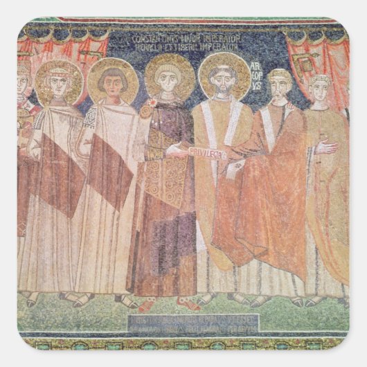 Constantine IV die aan bisschop voorrechten toeken Vierkante Sticker (Voorkant)