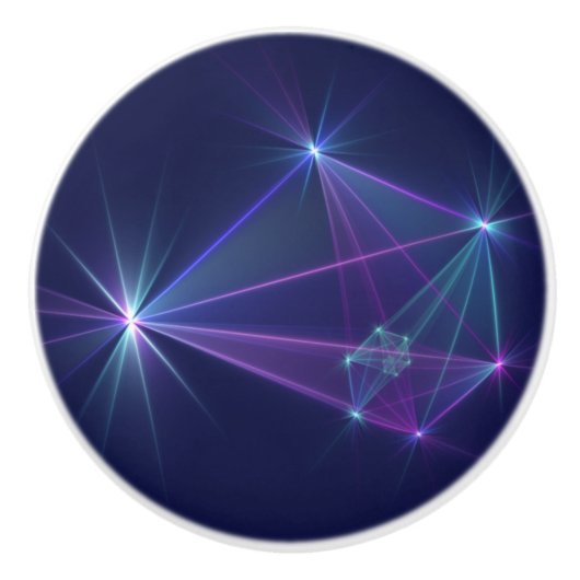 Constellatie, Abstracte Fantasy Fractal Art Keramische Knop (Voorkant)