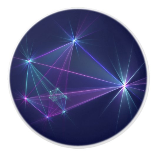 Constellatie, Abstracte Fantasy Fractal Art Keramische Knop (Voorkant)