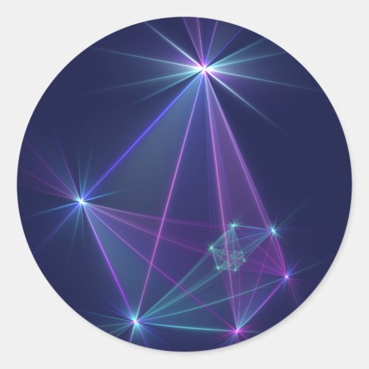 Constellatie, Abstracte Fantasy Fractal Art Ronde Sticker (Voorkant)