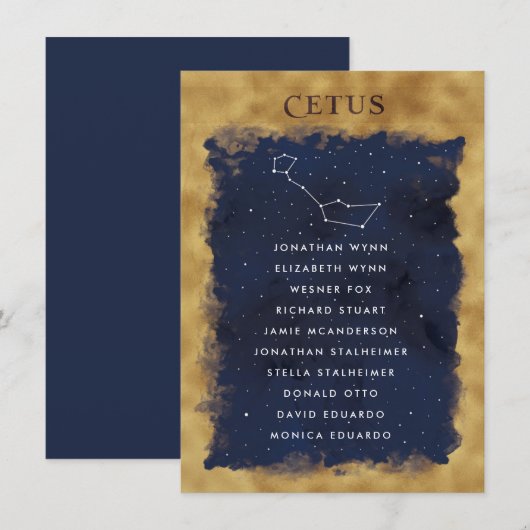 Constellatie Celestial Zitkaart Kaart CETUS (Voorkant / Achterkant)