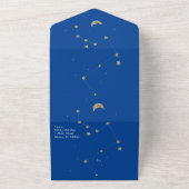 Constellatie Gouden Maan Astrologie Script Bruilof All In One Uitnodiging (Buitenkant)