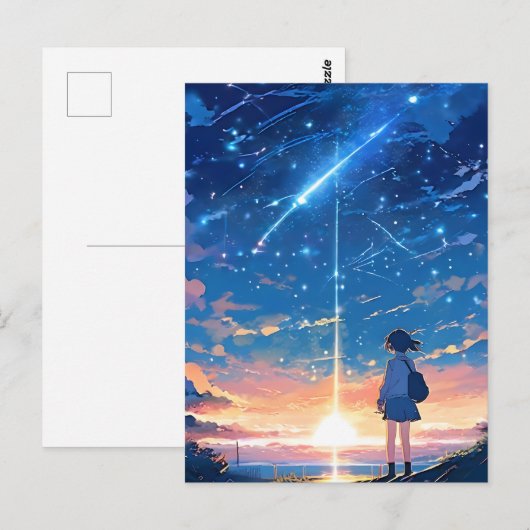 Constellatie met vallende sterren briefkaart (Voorkant / Achterkant)