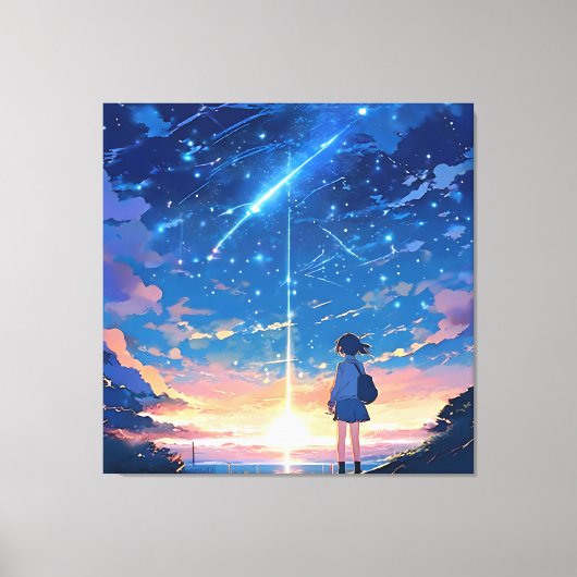 Constellatie met vallende sterren canvas afdruk (Voorkant)