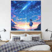 Constellatie met vallende sterren canvas afdruk (Insitu (Slaapkamer))