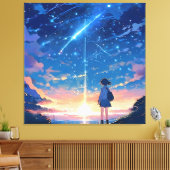Constellatie met vallende sterren canvas afdruk (Insitu (Woonkamer))